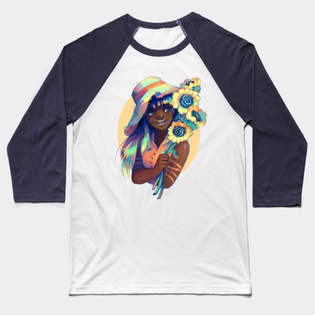 Sunflowers Baseball T-Shirt by GDBee